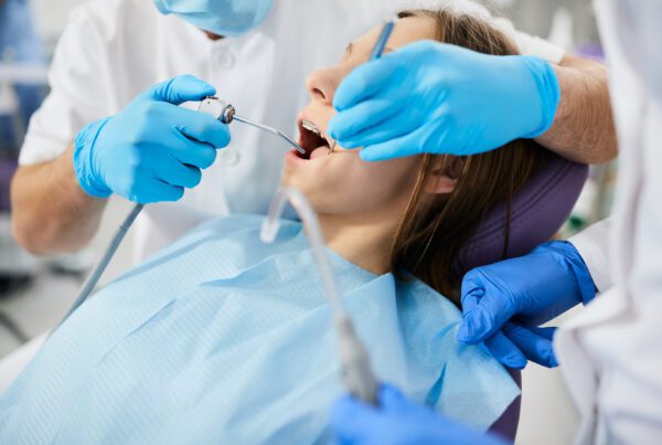 Woman getting a dental cleaning